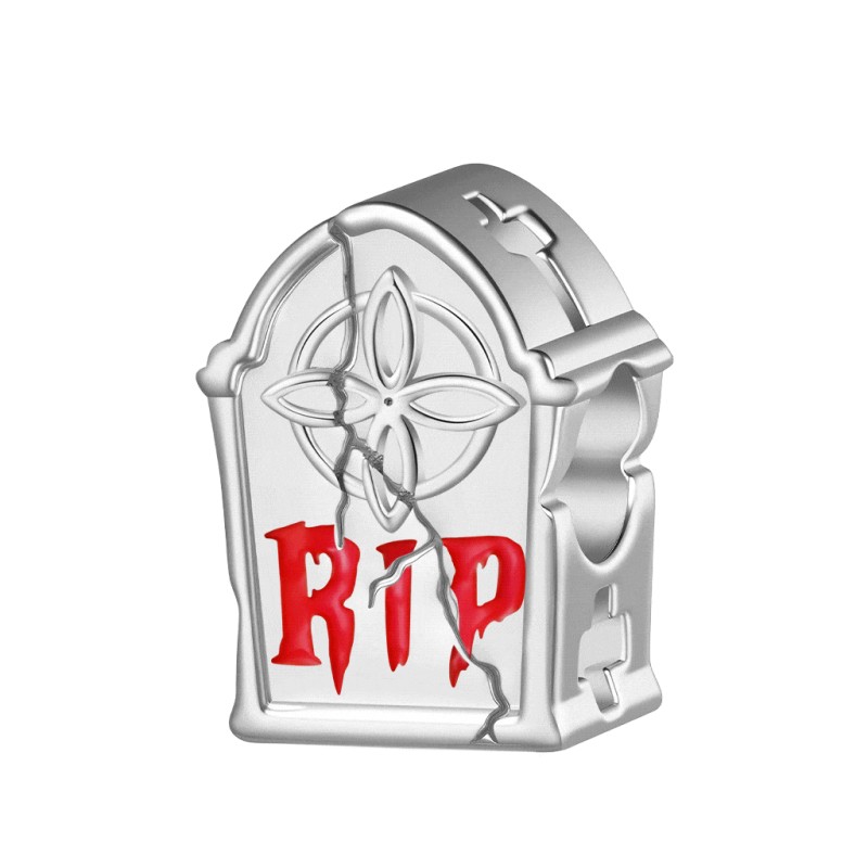 Gnoce Charm Tumba R.I.P. Agrietada de Halloween que Brilla en la Oscuridad