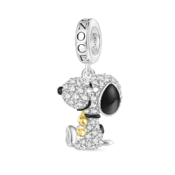 Gnoce Peanuts Snoopy Abrazando Woodstock Colgante de Diamantes
