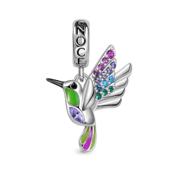 Gnoce Colgante Colibrí Esmaltes coloridos y piedras preciosas incrustadas Plata de Ley 925