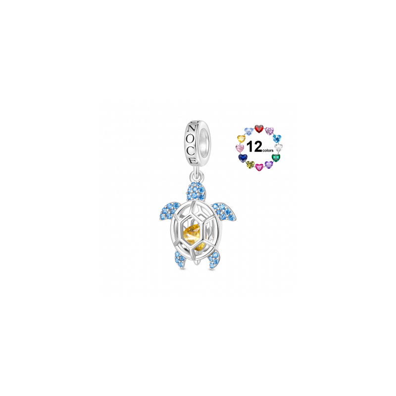 Gnoce Colgante de Corazón con Piedra de Nacimiento de Tortuga Marina Pequeña