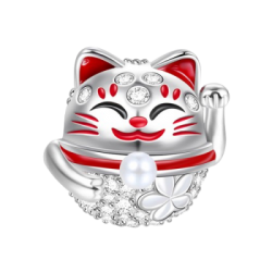 Gnoce "Te Deseo Suerte" Lucky Cat Charm Plata 925 Se Ajusta a Pulseras