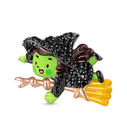 Gnoce Wicked Elphaba Flying On a Broom Charm with Diamond