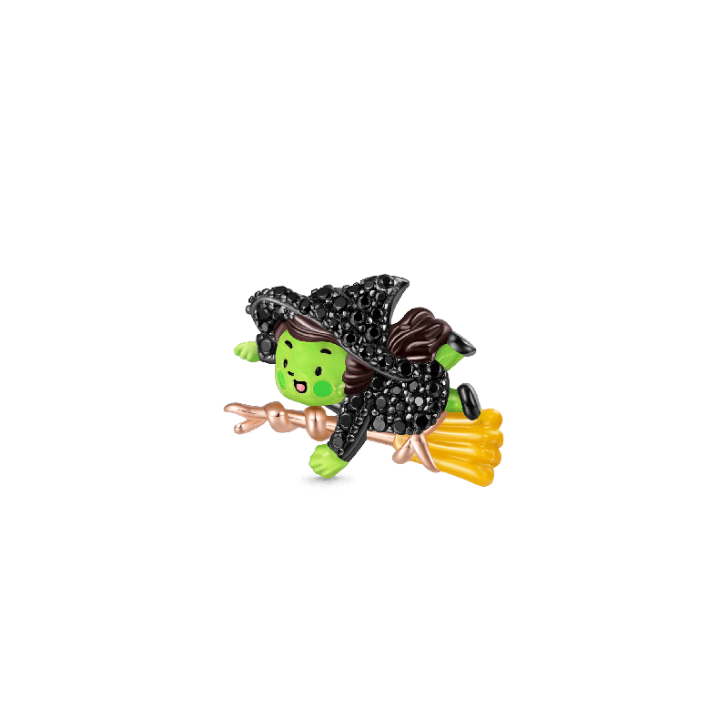 Gnoce Wicked Elphaba Flying On a Broom Charm with Diamond