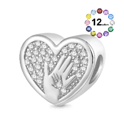 Gnoce Charm Corazón Grabable Palmas de Madre - Mano Grande Sosteniendo Mano Pequeña