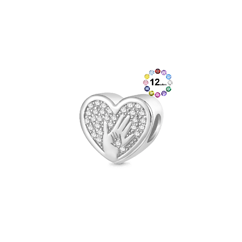 Gnoce Charm Corazón Grabable Palmas de Madre - Mano Grande Sosteniendo Mano Pequeña