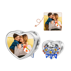 Gnoce Charm Personalizado con foto del corazón de Snoopy de Peanuts 'Flores para mamá'