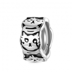 Gnoce Charm de Clip Gato de Expresión Graffiti Negro