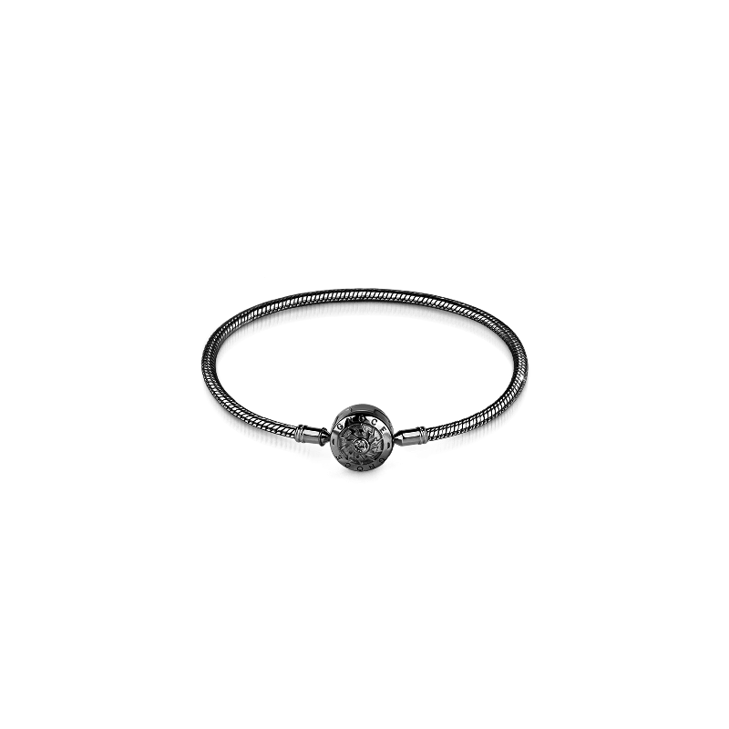 Elegante Pulsera de Plata de Ley 925 Chapada En Negro