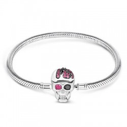 Gnoce Pulsera con Cierre Calavera Plata 925 Clásica
