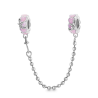 Cadena de Seguridad Corazones de Plata de Ley 925 Con Esmaltes Morados