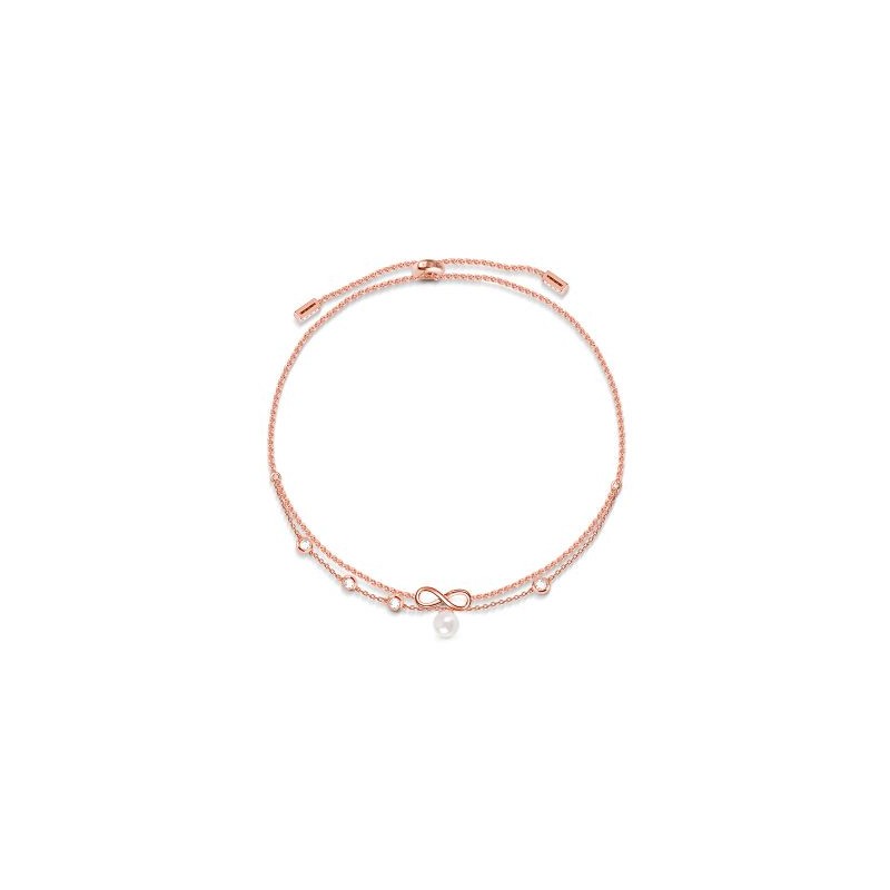 Gnoce "Love Anklet Lock"  Tobillera Infinito Chapada en Oro Rosade 18K con Piedras CZ