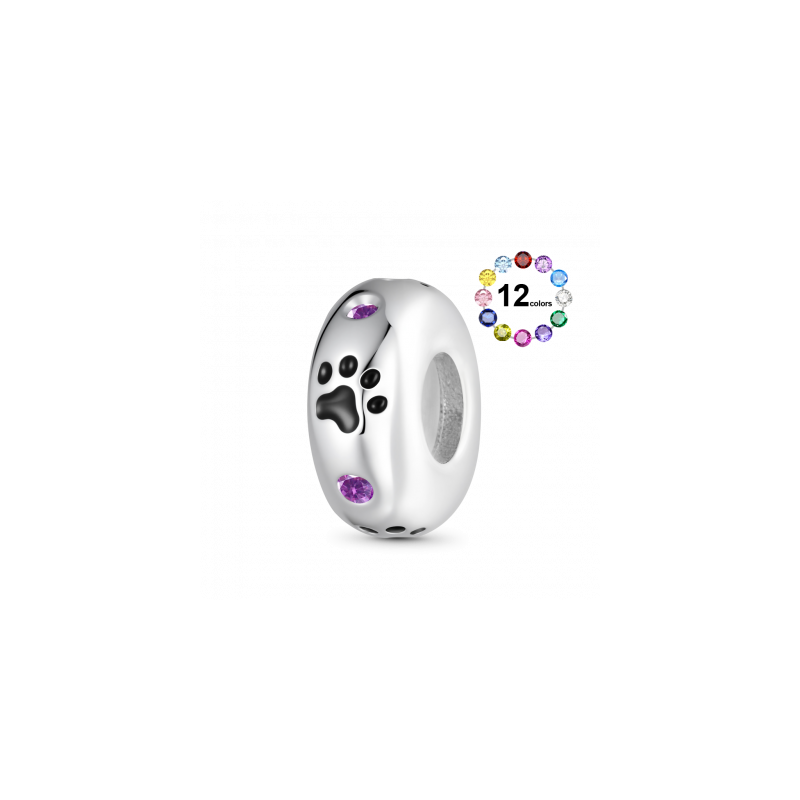 Gnoce Charm de Clip Grabable de Piedra de Nacimiento Huellas de Mascota