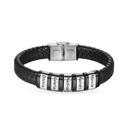 Gnoce Pulsera de Cuero Trenzado Para Hombres con Cierre Magnético