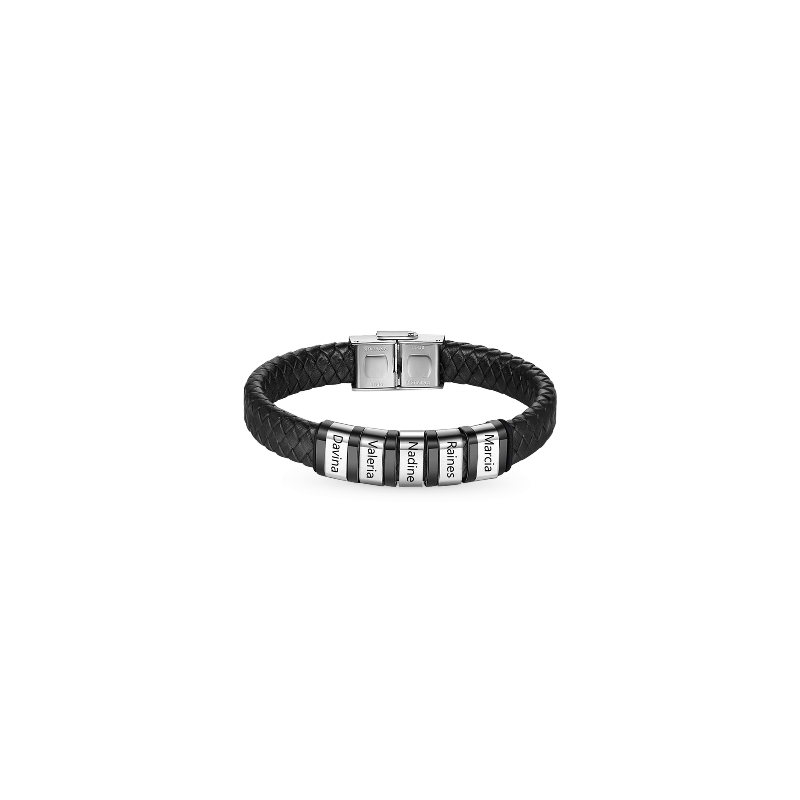 Gnoce Pulsera de Cuero Trenzado Para Hombres con Cierre Magnético