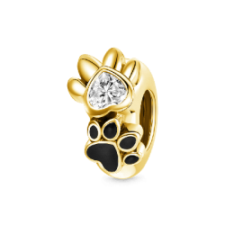 Gnoce Charm de Clip Oro de 18k con Patas de Mascota para Pulseras
