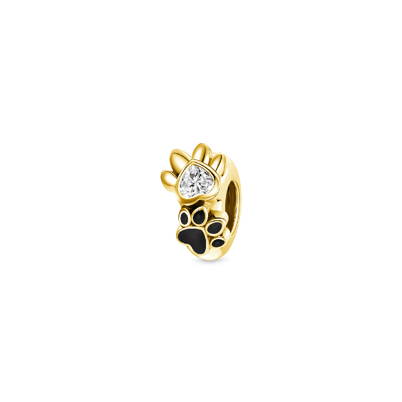Gnoce Charm de Clip Oro de 18k con Patas de Mascota para Pulseras