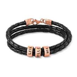 Gnoce Pulsera de Cuero Trenzado de Hip-Hop con Cierre Magnético de Múltiples Capas Grabable