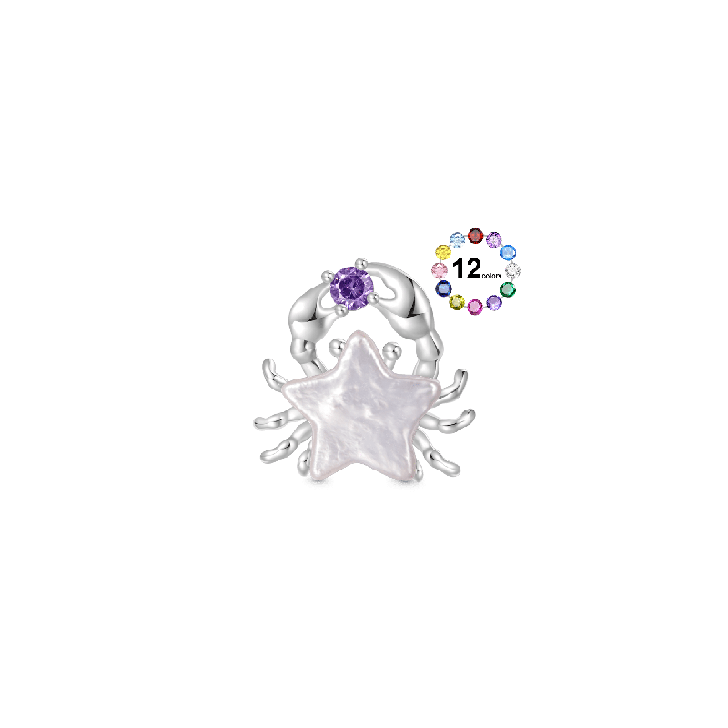 Gnoce Charm de Clip Estrella de Cangrejo de Perla Irregular