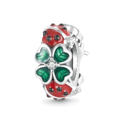 Gnoce Charm de Clips Cuatro Hojas Trébol y Mariquita