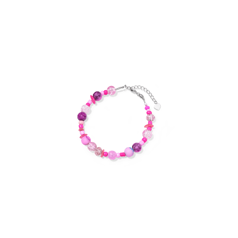 Gnoce Pulsera de Abalorios DIY Cristal Cracked Rosa