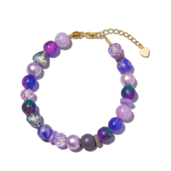 Gnoce Pulsera de Abalorios DIY Cristal Morado