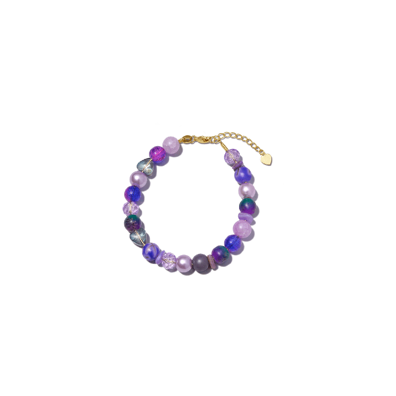 Gnoce Pulsera de Abalorios DIY Cristal Morado