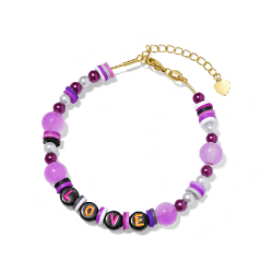 Gnoce Pulsera de Abalorios y Caja con Dos Letras de Halloween Morado DIY