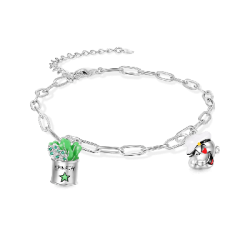 Gnoce Pulsera de Cadena con Cabeza de Popeye y Lata de Espinacas