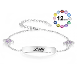 Gnoce Pulsera Ajustable Grabable Trébol de Cuatro Hojas Piedra de Nacimiento