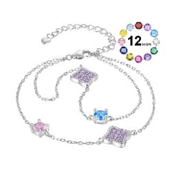 Gnoce Pulsera Ajustable Trébol de Cuatro Hojas Piedra de Nacimiento