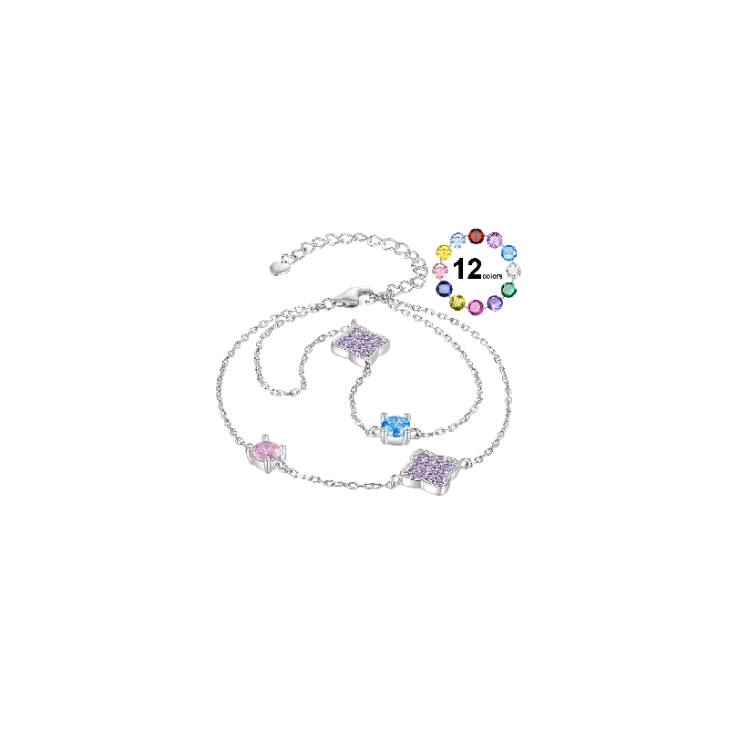 Gnoce Pulsera Ajustable Trébol de Cuatro Hojas Piedra de Nacimiento