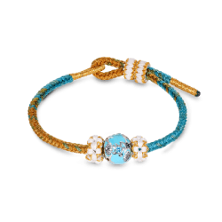 Gnoce Pulsera Tejida a Mano Flor de Melocotón de la Suerte con Charm Mundo Marino