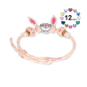 Gnoce Pulsera Tejida a Mano Orejas de Conejo con Charm Piedra de Nacimiento Corazón