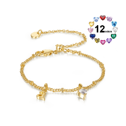 Gnoce Pulsera Personalizada Letra Corazón Piedra de Nacimiento