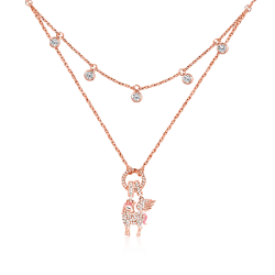 Gnoce "Alma y Espíritu Divino" Unicornio 925 Collar de Plata Chapado en Oro Rosa de 18K