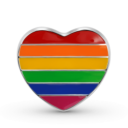 Love is Love Abalorio con forma de bandera arcoíris en forma de corazón Plata de ley para el Día de San Valentín