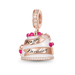 Gnoce "Feliz cumplea?os" Birthday Cake Charm Grabable colgante personalizado cuelga