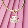 Gnoce "Feliz cumplea?os" Birthday Cake Charm Grabable colgante personalizado cuelga