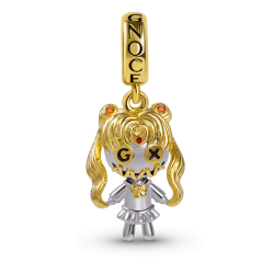 Charm de Muñeca Vudú Niña en Plata s925 Chapado en Oro 18k