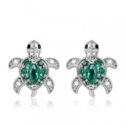 Aretes Tortuga Verde Plata S925