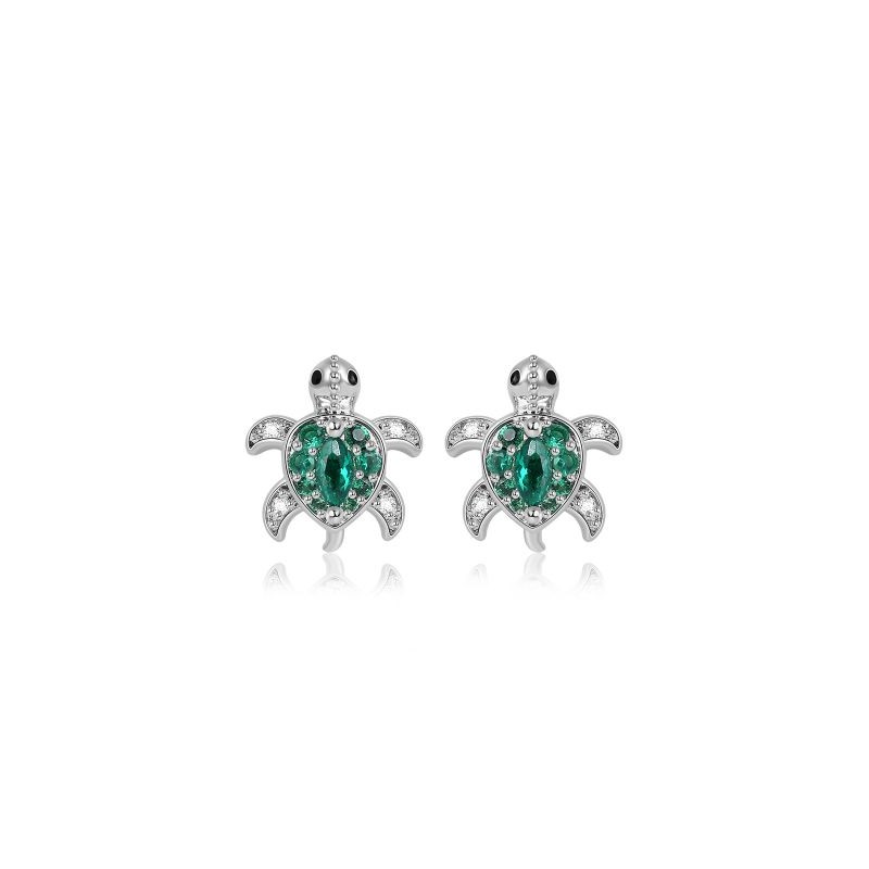 Aretes Tortuga Verde Plata S925