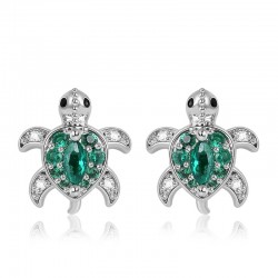 Aretes Tortuga Verde Plata S925