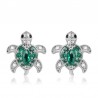 Aretes Tortuga Verde Plata S925