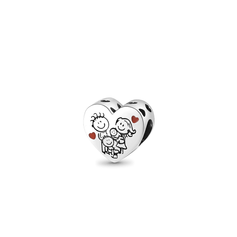 Charm de Familia en Forma Corazón en Plata s925