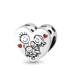 Charm de Familia en Forma Corazón en Plata s925