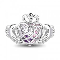 Gnoce "Dale Mi Corazón a Ti" Anillo de Claddagh celta de Corazones Enjaulados