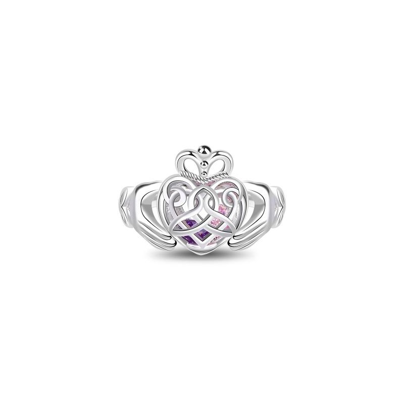 Gnoce "Dale Mi Corazón a Ti" Anillo de Claddagh celta de Corazones Enjaulados