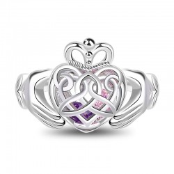 Gnoce "Dale Mi Corazón a Ti" Anillo de Claddagh celta de Corazones Enjaulados