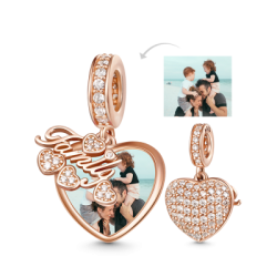 Gnoce "La Familia es la Vida" Foto Charm Colgante 18k Oro Rosa Plateado