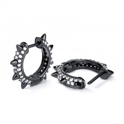 Gnoce Pendientes Negro Estilo Punk en Plata 925 Chapado con Cubic Zirconia
